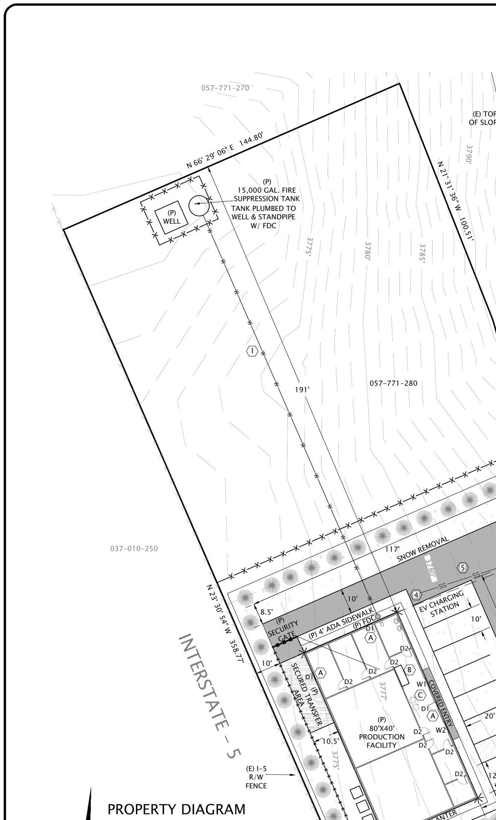 Property diagram and topographic survey of the parcel